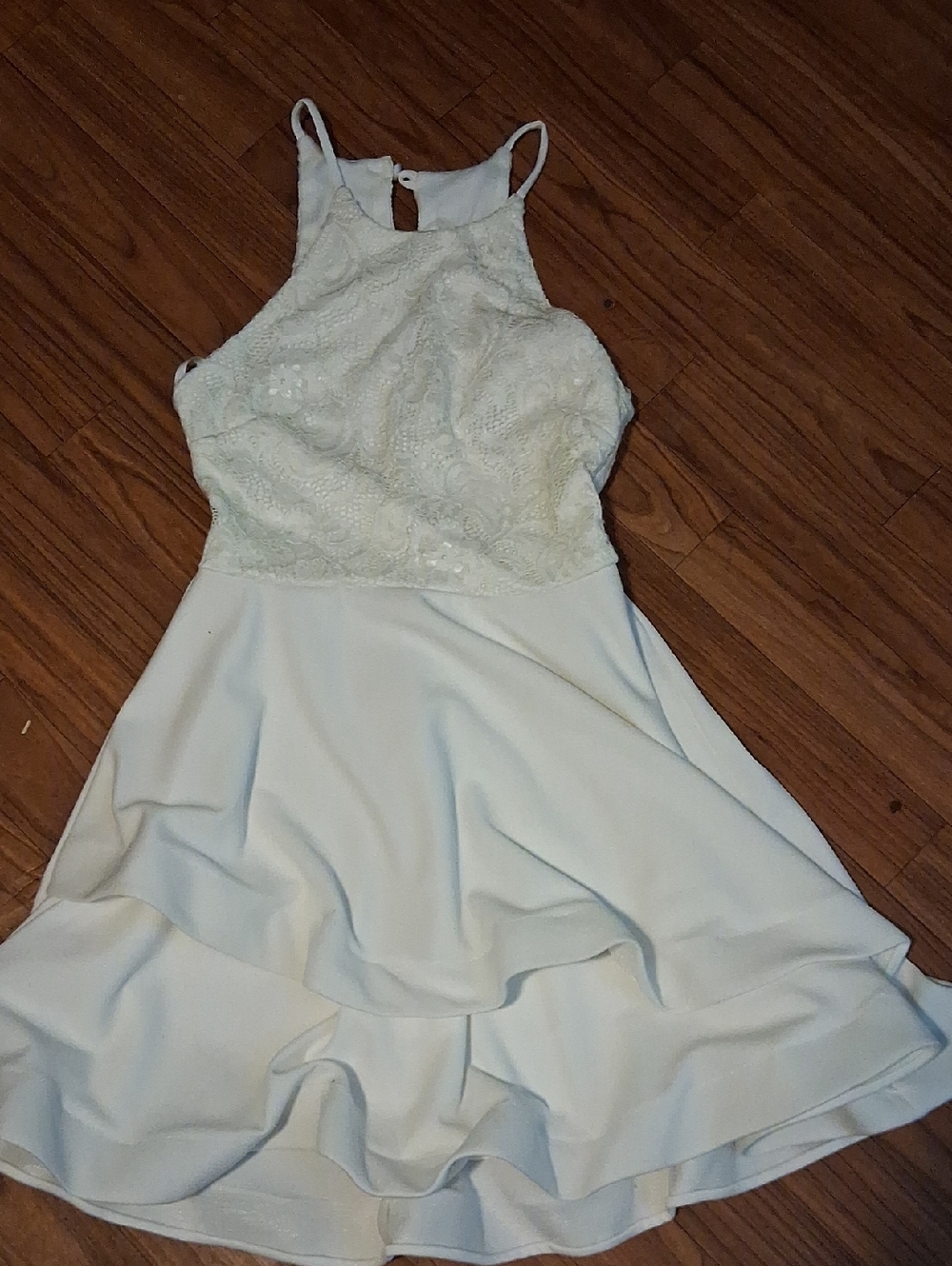 Darling White Lace Halter Dress